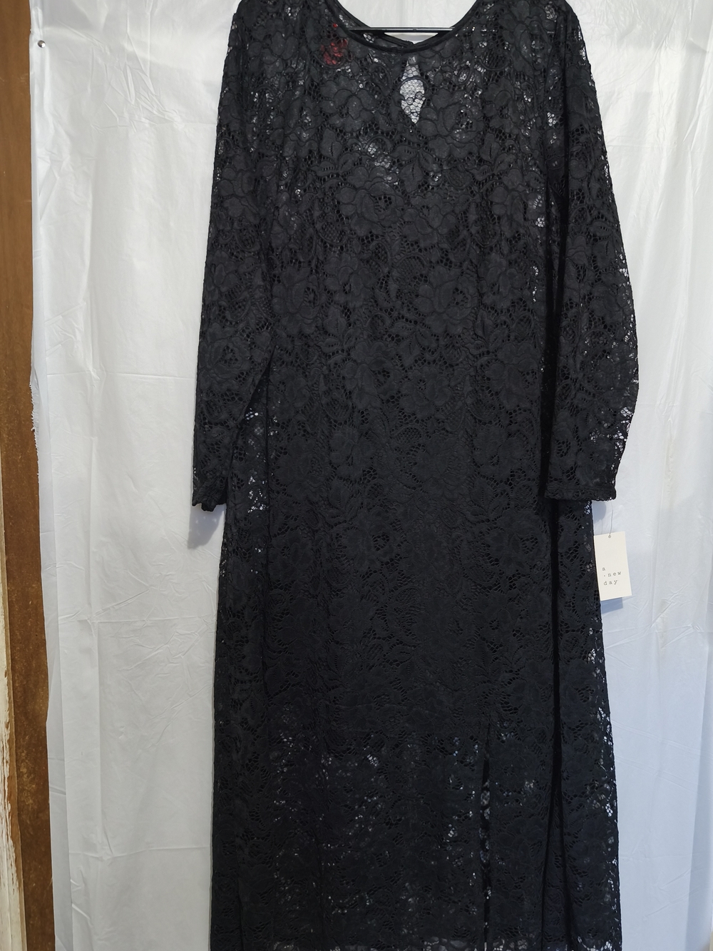 A New Day Black Lace Long Sleeve Maxi Dress 2xl